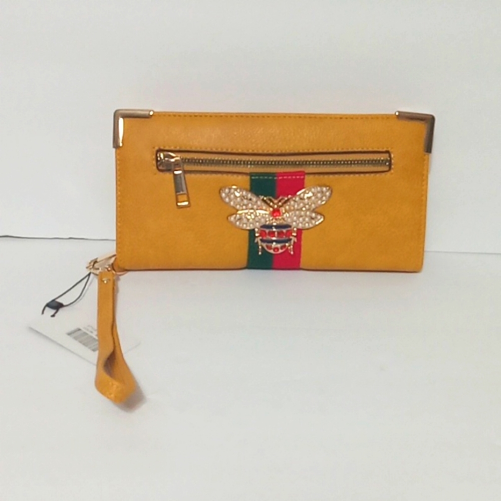 Queen Bee stripe embossed wallet